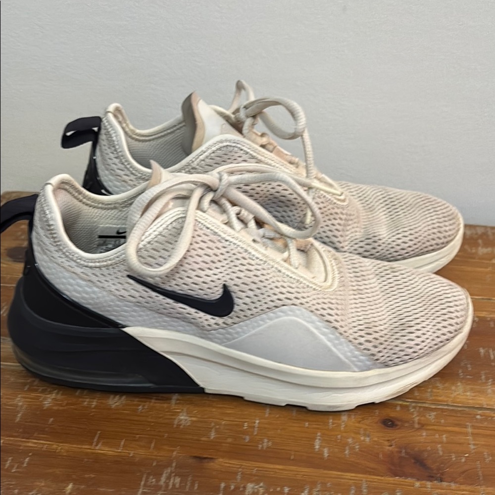 Nike Women's Light Beige and Black Air Max-Style Sneakers